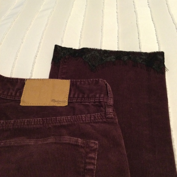 Madewell corduroy womens pants, burgundy - Picture 3 of 7